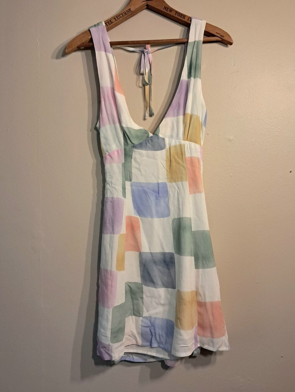 NWT Princess Polly Pastel Block Print Sundress - White Multi